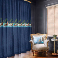 Hawaii Santa Riding Sea Turtle Window Curtain Mele Kalikimaka Polynesian Pattern - Polynesian Pride