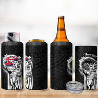 Personalized Hawaii King Kamehameha 4 in 1 Can Cooler Tumbler Flag Polynesian Pattern