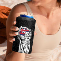 Personalized Hawaii King Kamehameha 4 in 1 Can Cooler Tumbler Flag Polynesian Pattern