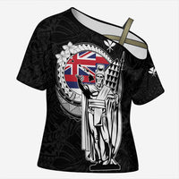 Personalized Hawaii King Kamehameha Cross Shoulder Shirt Flag Polynesian Pattern