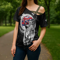 Personalized Hawaii King Kamehameha Cross Shoulder Shirt Flag Polynesian Pattern