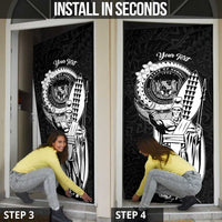 Personalized Hawaii King Kamehameha Door Cover Flag Polynesian Pattern