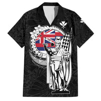 Personalized Hawaii King Kamehameha Family Matching Off The Shoulder Long Sleeve Dress and Hawaiian Shirt Flag Polynesian Pattern LT01 Dad's Shirt - Short Sleeve Black - Polynesian Pride