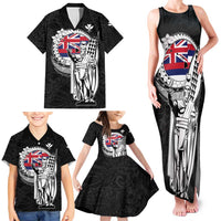 Personalized Hawaii King Kamehameha Family Matching Tank Maxi Dress and Hawaiian Shirt Flag Polynesian Pattern
