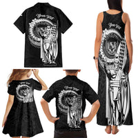 Personalized Hawaii King Kamehameha Family Matching Tank Maxi Dress and Hawaiian Shirt Flag Polynesian Pattern