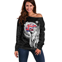 Personalized Hawaii King Kamehameha Off Shoulder Sweater Flag Polynesian Pattern