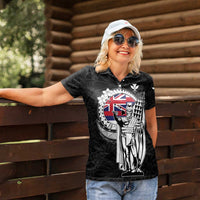 Personalized Hawaii King Kamehameha Women Polo Shirt Flag Polynesian Pattern