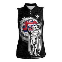 Personalized Hawaii King Kamehameha Women Sleeveless Polo Shirt Flag Polynesian Pattern