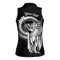 Personalized Hawaii King Kamehameha Women Sleeveless Polo Shirt Flag Polynesian Pattern