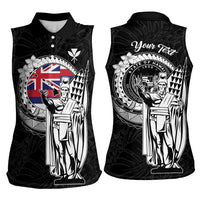 Personalized Hawaii King Kamehameha Women Sleeveless Polo Shirt Flag Polynesian Pattern