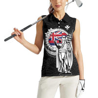 Personalized Hawaii King Kamehameha Women Sleeveless Polo Shirt Flag Polynesian Pattern