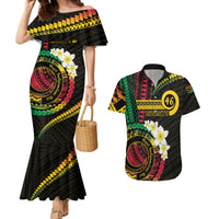 Vanuatu Independence Day Couples Matching Mermaid Dress and Hawaiian Shirt Yumi 46th Hapi Indipendens Dei LT01 Black - Polynesian Pride