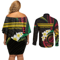 Vanuatu Independence Day Couples Matching Off Shoulder Short Dress and Long Sleeve Button Shirt Yumi 46th Hapi Indipendens Dei LT01 - Polynesian Pride