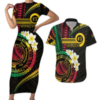 Vanuatu Independence Day Couples Matching Short Sleeve Bodycon Dress and Hawaiian Shirt Yumi 45th Hapi Indipendens Dei LT01