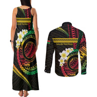 Vanuatu Independence Day Couples Matching Tank Maxi Dress and Long Sleeve Button Shirt Yumi 45th Hapi Indipendens Dei LT01