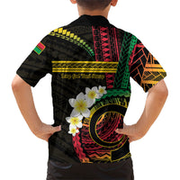 Vanuatu Independence Day Family Matching Off The Shoulder Long Sleeve Dress and Hawaiian Shirt Yumi 46th Hapi Indipendens Dei LT01 - Polynesian Pride