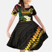 Vanuatu Independence Day Family Matching Puletasi and Hawaiian Shirt Yumi 46th Hapi Indipendens Dei LT01 Daughter's Dress Black - Polynesian Pride