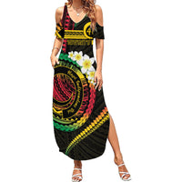 Vanuatu Independence Day Summer Maxi Dress Yumi 46th Hapi Indipendens Dei LT01 Women Black - Polynesian Pride