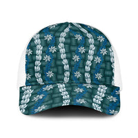 Pikake Maile Tiare Lei Baseball Net Cap Polu Lauhala Pattern