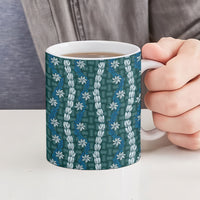 Pikake Maile Tiare Lei Ceramic Mug Polu Lauhala Pattern