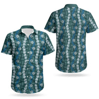 Pikake Maile Tiare Lei Couples Matching Off Shoulder Maxi Dress and Hawaiian Shirt Polu Lauhala Pattern LT01 - Polynesian Pride
