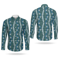 Pikake Maile Tiare Lei Couples Matching Short Sleeve Bodycon Dress and Long Sleeve Button Shirt Polu Lauhala Pattern LT01 - Polynesian Pride