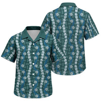 Pikake Maile Tiare Lei Family Matching Off The Shoulder Long Sleeve Dress and Hawaiian Shirt Polu Lauhala Pattern LT01 Son's Shirt Blue - Polynesian Pride