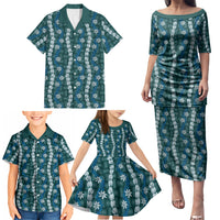 Pikake Maile Tiare Lei Family Matching Puletasi and Hawaiian Shirt Polu Lauhala Pattern LT01 - Polynesian Pride