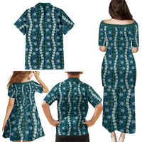 Pikake Maile Tiare Lei Family Matching Puletasi and Hawaiian Shirt Polu Lauhala Pattern