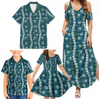 Pikake Maile Tiare Lei Family Matching Summer Maxi Dress and Hawaiian Shirt Polu Lauhala Pattern LT01 - Polynesian Pride