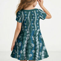Pikake Maile Tiare Lei Kid Short Sleeve Dress Polu Lauhala Pattern LT01 - Polynesian Pride