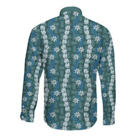 Pikake Maile Tiare Lei Long Sleeve Button Shirt Polu Lauhala Pattern LT01 - Polynesian Pride