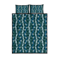 Pikake Maile Tiare Lei Quilt Bed Set Polu Lauhala Pattern
