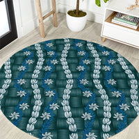 Pikake Maile Tiare Lei Round Carpet Polu Lauhala Pattern