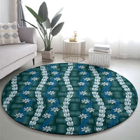Pikake Maile Tiare Lei Round Carpet Polu Lauhala Pattern