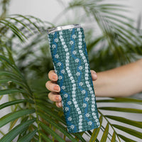 Pikake Maile Tiare Lei Skinny Tumbler Polu Lauhala Pattern