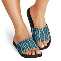 Pikake Maile Tiare Lei Slide Sandals Polu Lauhala Pattern