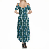 Pikake Maile Tiare Lei Summer Maxi Dress Polu Lauhala Pattern LT01 - Polynesian Pride