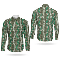Pikake Maile Tiare Lei Couples Matching Puletasi and Long Sleeve Button Shirt Omaomao Lauhala Pattern LT01 - Polynesian Pride