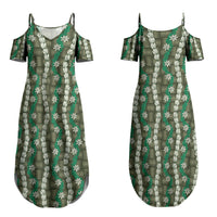 Pikake Maile Tiare Lei Couples Matching Summer Maxi Dress and Hawaiian Shirt Omaomao Lauhala Pattern LT01 - Polynesian Pride
