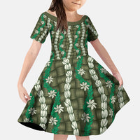 Pikake Maile Tiare Lei Family Matching Mermaid Dress and Hawaiian Shirt Omaomao Lauhala Pattern