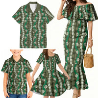 Pikake Maile Tiare Lei Family Matching Mermaid Dress and Hawaiian Shirt Omaomao Lauhala Pattern LT01 - Polynesian Pride