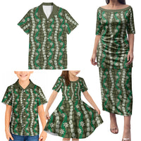 Pikake Maile Tiare Lei Family Matching Puletasi and Hawaiian Shirt Omaomao Lauhala Pattern LT01 - Polynesian Pride