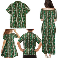 Pikake Maile Tiare Lei Family Matching Puletasi and Hawaiian Shirt Omaomao Lauhala Pattern