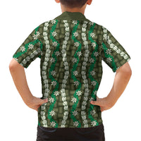 Pikake Maile Tiare Lei Family Matching Summer Maxi Dress and Hawaiian Shirt Omaomao Lauhala Pattern