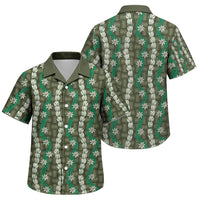 Pikake Maile Tiare Lei Family Matching Summer Maxi Dress and Hawaiian Shirt Omaomao Lauhala Pattern LT01 Son's Shirt Green - Polynesian Pride