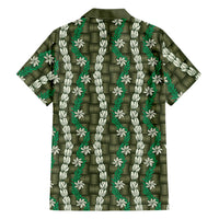 Pikake Maile Tiare Lei Family Matching Tank Maxi Dress and Hawaiian Shirt Omaomao Lauhala Pattern