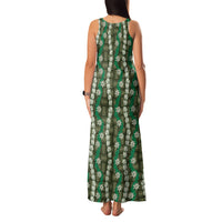 Pikake Maile Tiare Lei Family Matching Tank Maxi Dress and Hawaiian Shirt Omaomao Lauhala Pattern