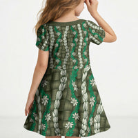 Pikake Maile Tiare Lei Kid Short Sleeve Dress Omaomao Lauhala Pattern LT01 - Polynesian Pride