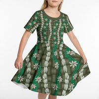 Pikake Maile Tiare Lei Kid Short Sleeve Dress Omaomao Lauhala Pattern LT01 - Polynesian Pride